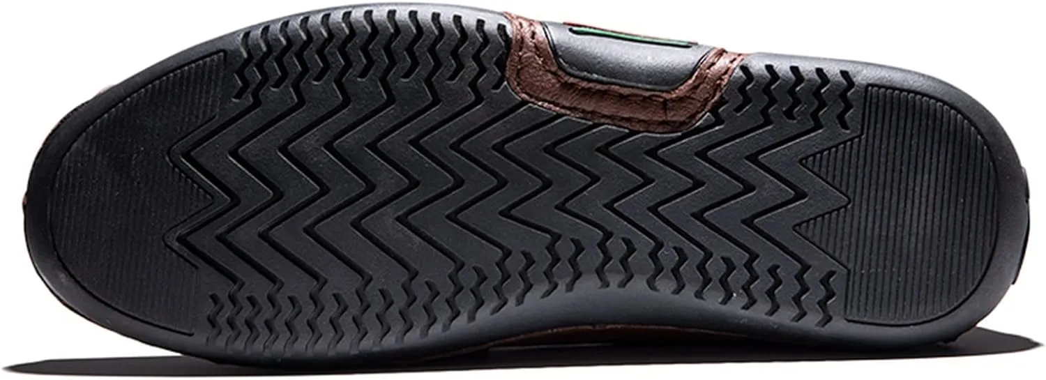 Easy to Put and Remove. Driving Moccasins Smoking Loafer for Men Genuine Leather Stitching Details Round Toe Lightweight Flat Heel Anti-Slip Resistant Flexible Outdoor for All Occasions