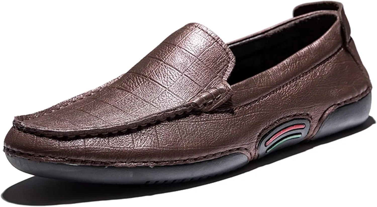 Easy to Put and Remove. Driving Moccasins Smoking Loafer for Men Genuine Leather Stitching Details Round Toe Lightweight Flat Heel Anti-Slip Resistant Flexible Outdoor for All Occasions