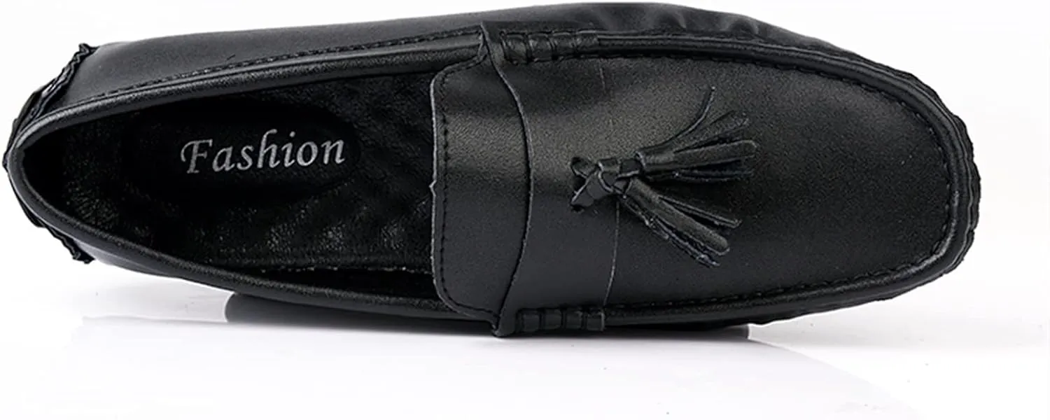 Easy to Put and Remove. Driving Moccasins Smoking Loafer for Men Tassel Stitching Details Round Toe Genuine Leather Flat Heel Flexible Resistant Lightweight Walking Slip on for All Occasions