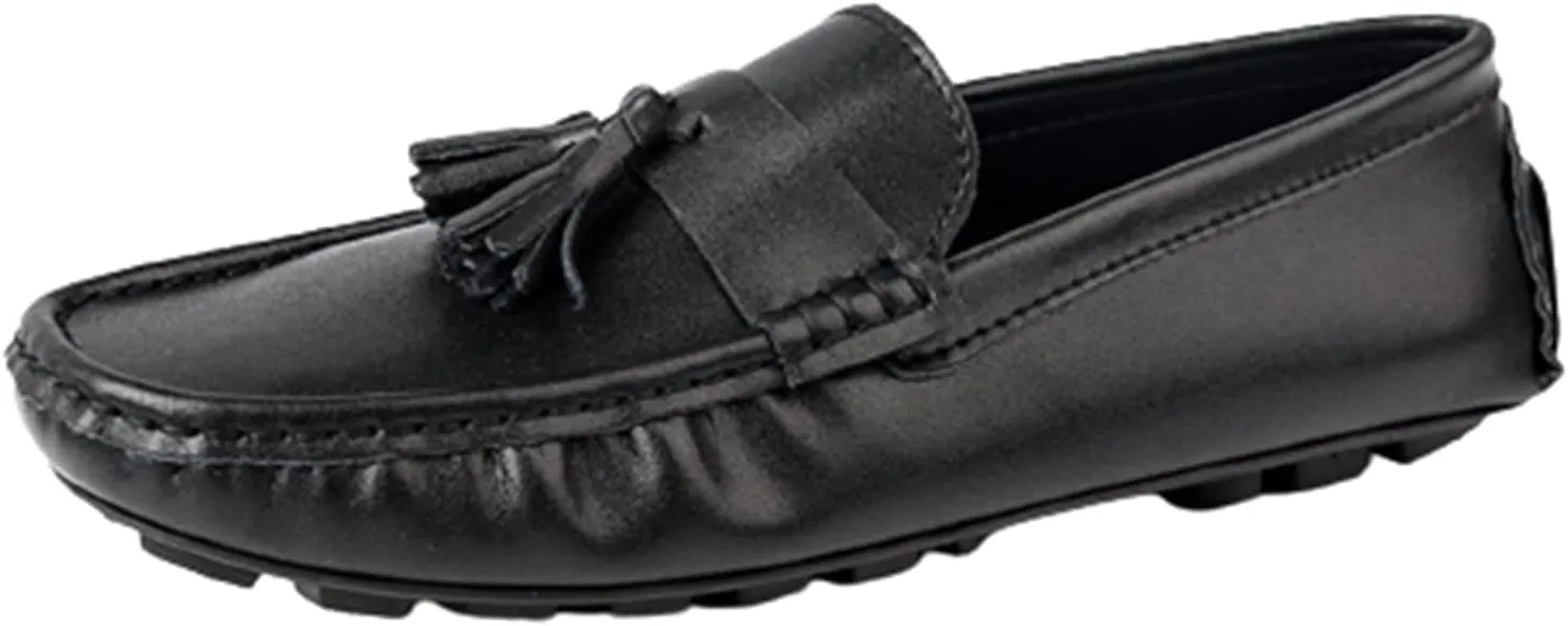 Easy to Put and Remove. Driving Moccasins Smoking Loafer for Men Tassel Stitching Details Round Toe Genuine Leather Flat Heel Flexible Resistant Lightweight Walking Slip on for All Occasions