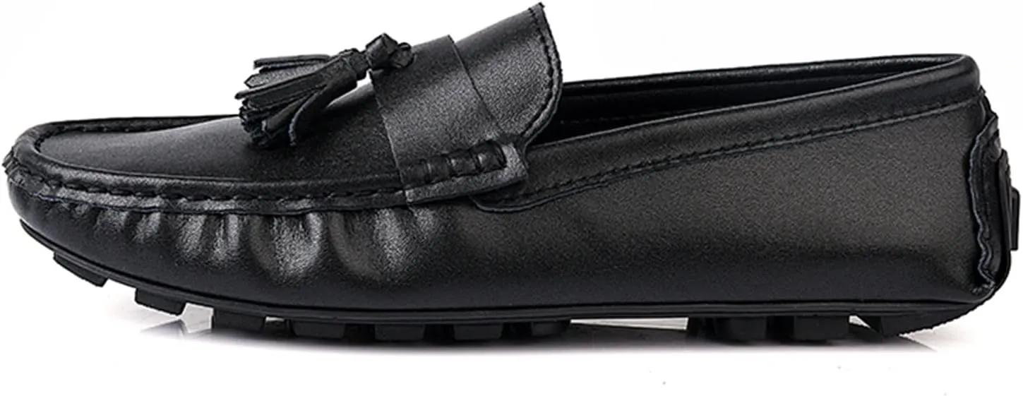 Easy to Put and Remove. Driving Moccasins Smoking Loafer for Men Tassel Stitching Details Round Toe Genuine Leather Flat Heel Flexible Resistant Lightweight Walking Slip on for All Occasions
