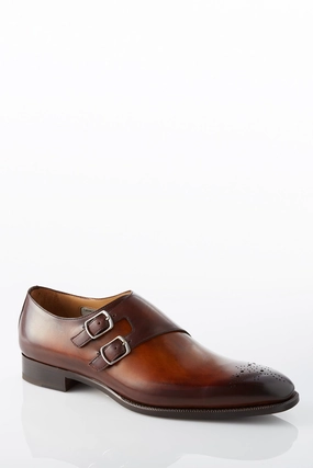 David August Leather Double Monk-strap Shoes in Whiskey Brown Stability control