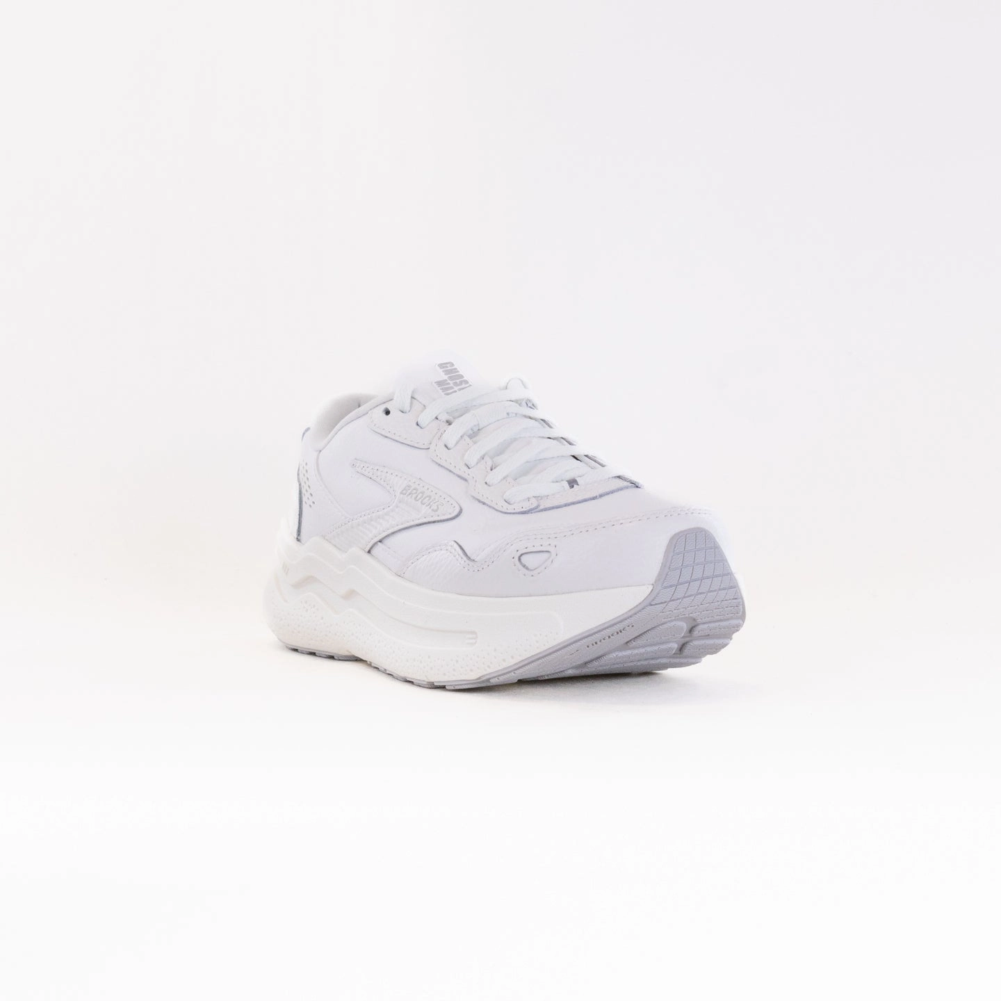 Brooks Ghost Max Leather (Men's) - White/White Relaxed Motion No Tie Style