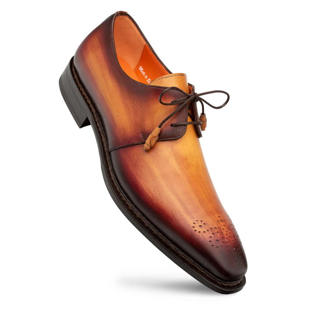 Principe Patina Leather Derby - Tan I Mezlan Breathable