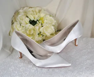 Elegant Bridal Satin Kitten Heels, Handmade Quality All Day Comfort Wedding Shoes for Bride Bridesmaid Hen Do Engagement Party Other Colours