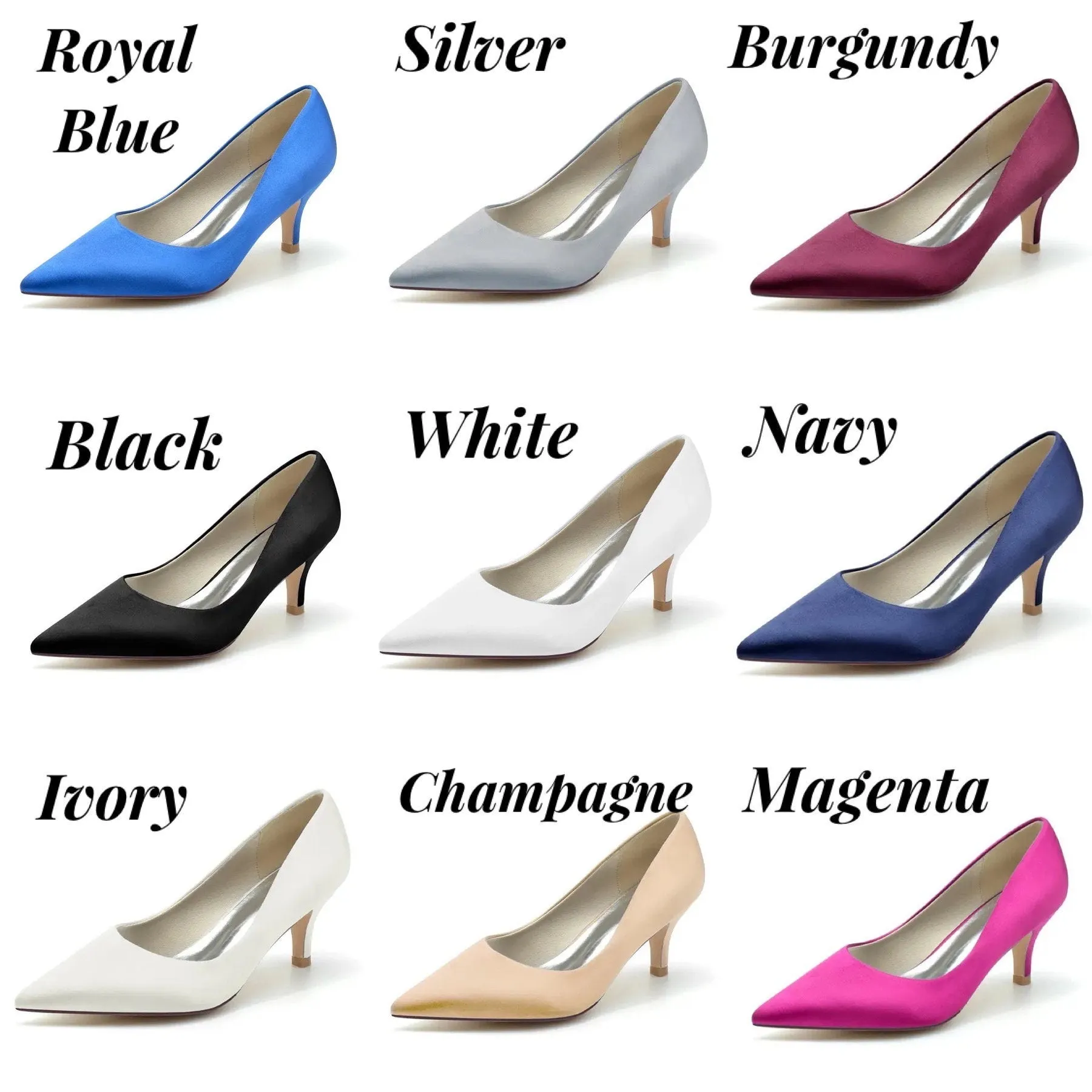Elegant Bridal Satin Kitten Heels, Handmade Quality All Day Comfort Wedding Shoes for Bride Bridesmaid Hen Do Engagement Party Other Colours