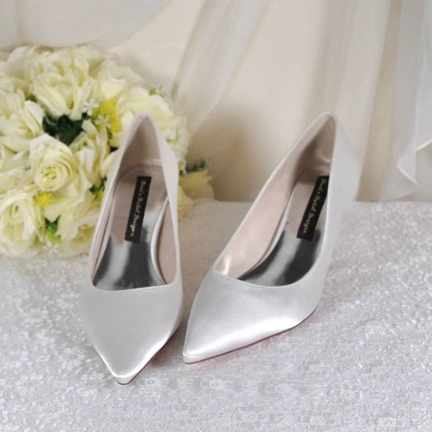 Elegant Bridal Satin Kitten Heels, Handmade Quality All Day Comfort Wedding Shoes for Bride Bridesmaid Hen Do Engagement Party Other Colours