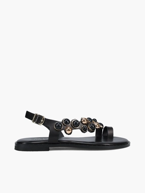 Elevated Sandals 62043 Black Leather 62043 Black Leather Slip Guard Enhanced Lateral Support