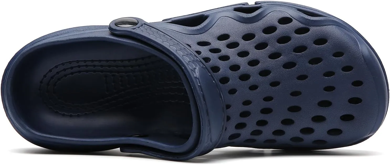 Eliogn Men Clogs,Adult Clogs Comfortable Lightweight Non-Slip Garden Shoes with Adjustable Strap Indoor Outdoor Mules Shower Summer Sandals Slippers