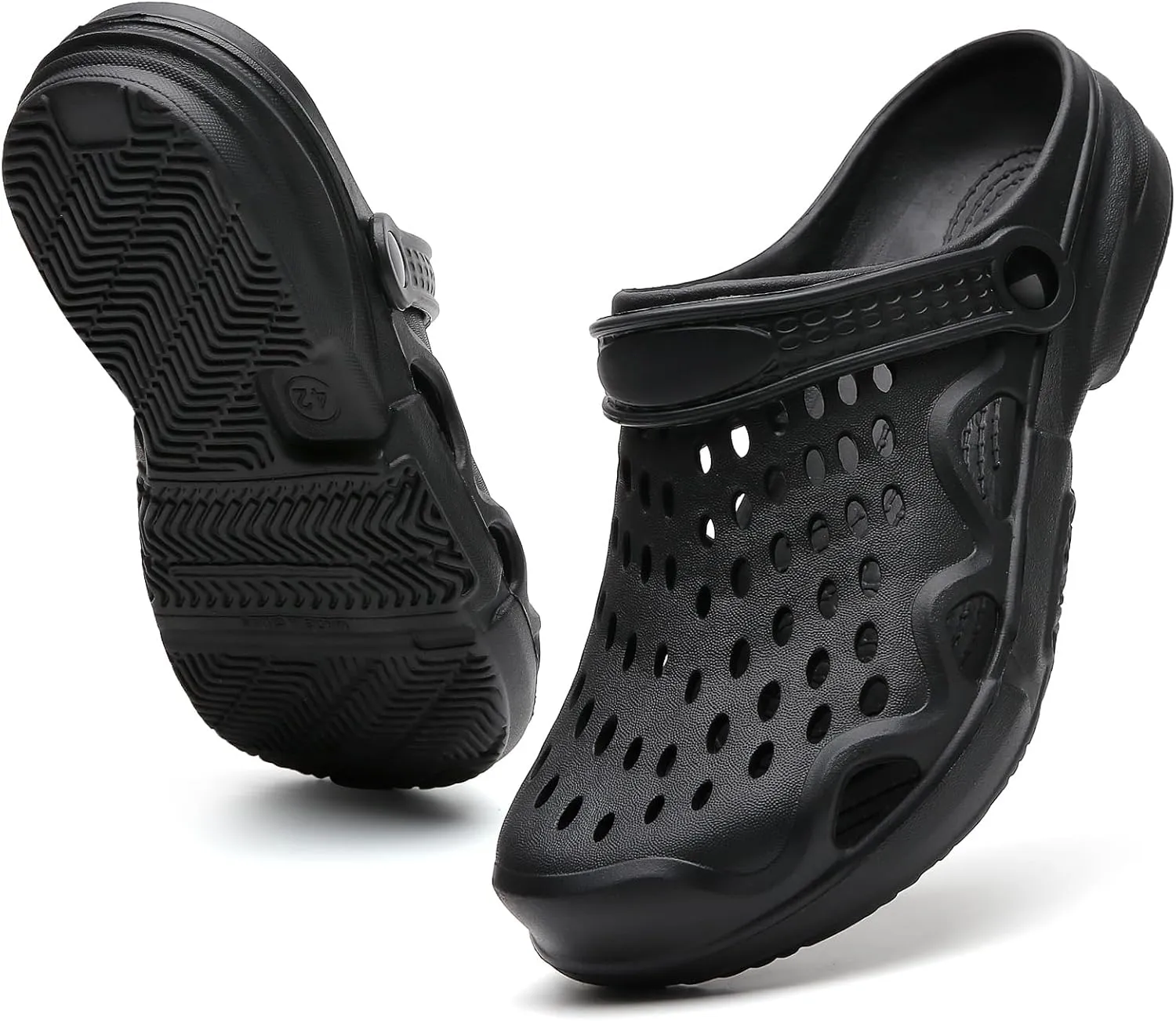 Eliogn Men Clogs,Adult Clogs Comfortable Lightweight Non-Slip Garden Shoes with Adjustable Strap Indoor Outdoor Mules Shower Summer Sandals Slippers