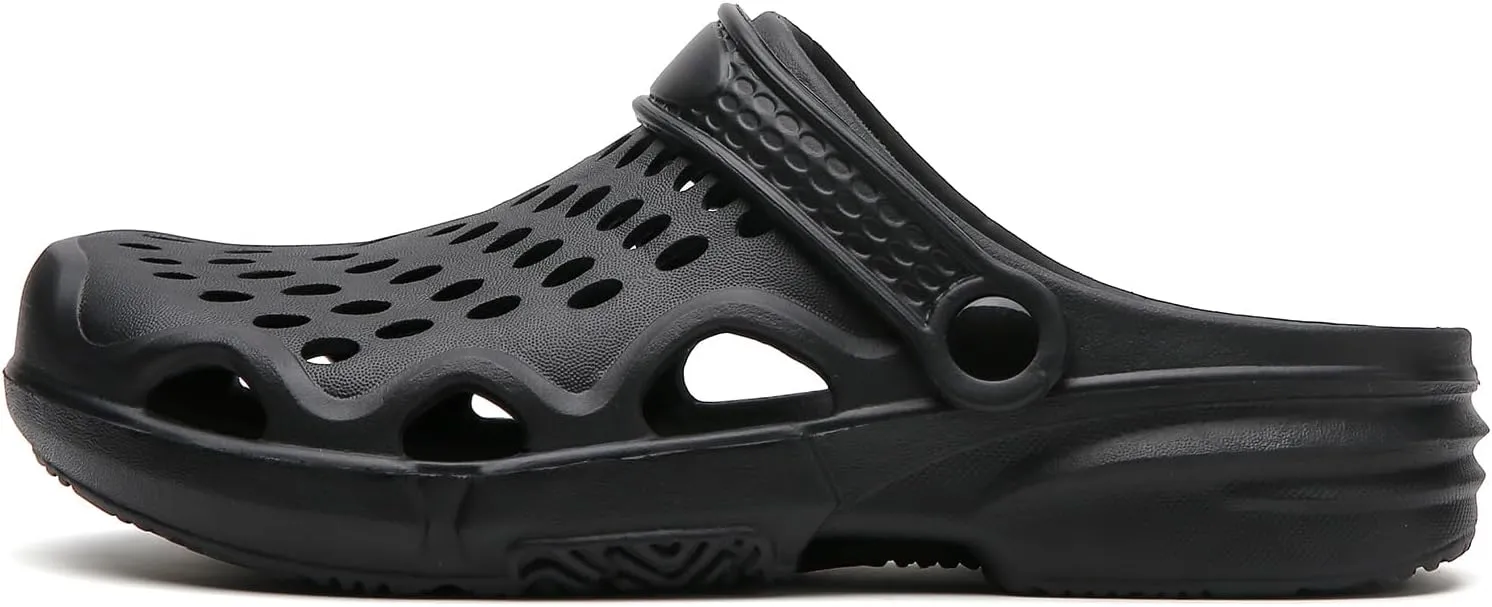 Eliogn Men Clogs,Adult Clogs Comfortable Lightweight Non-Slip Garden Shoes with Adjustable Strap Indoor Outdoor Mules Shower Summer Sandals Slippers