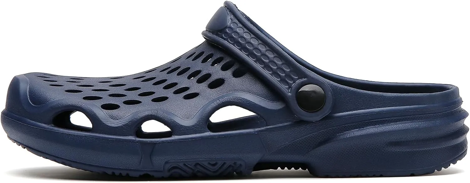 Eliogn Men Clogs,Adult Clogs Comfortable Lightweight Non-Slip Garden Shoes with Adjustable Strap Indoor Outdoor Mules Shower Summer Sandals Slippers
