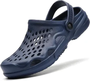 Eliogn Men Clogs,Adult Clogs Comfortable Lightweight Non-Slip Garden Shoes with Adjustable Strap Indoor Outdoor Mules Shower Summer Sandals Slippers