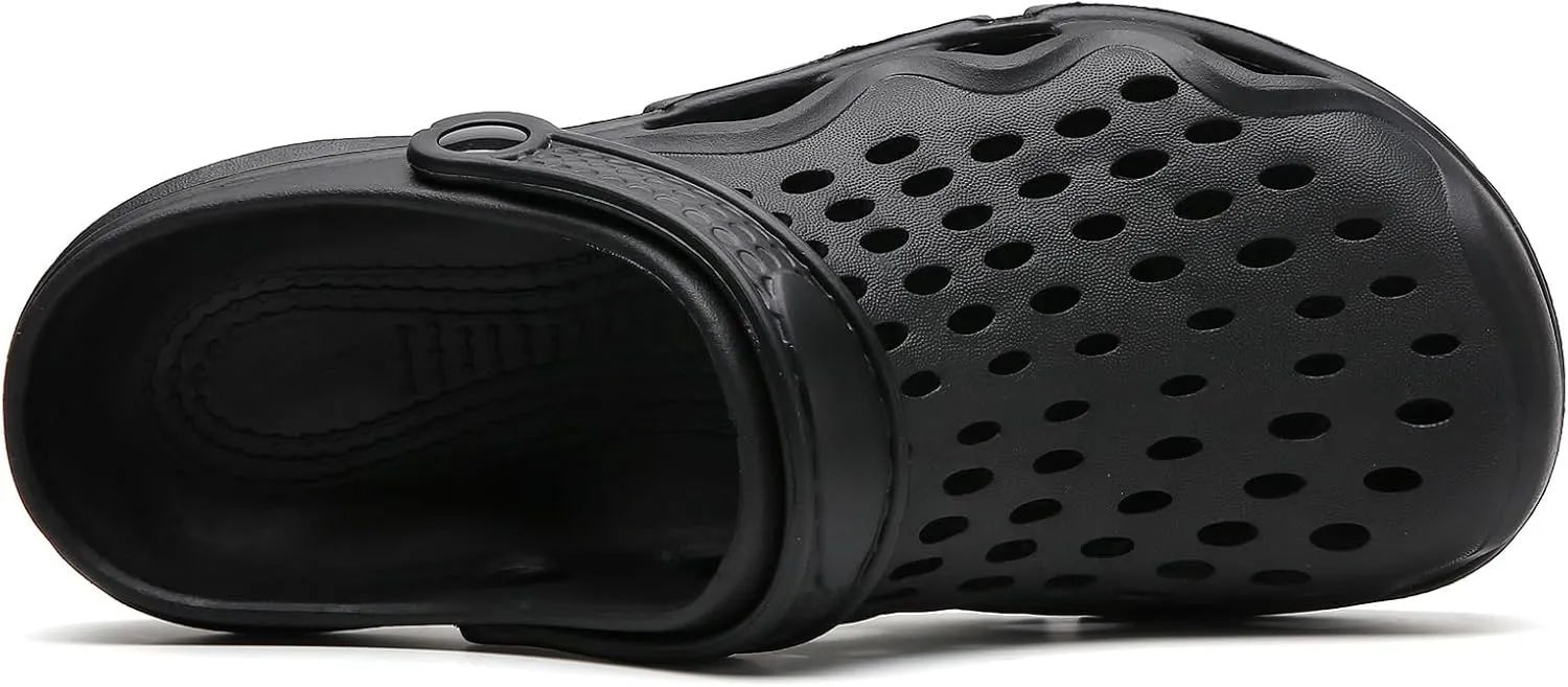 Eliogn Men Clogs,Adult Clogs Comfortable Lightweight Non-Slip Garden Shoes with Adjustable Strap Indoor Outdoor Mules Shower Summer Sandals Slippers