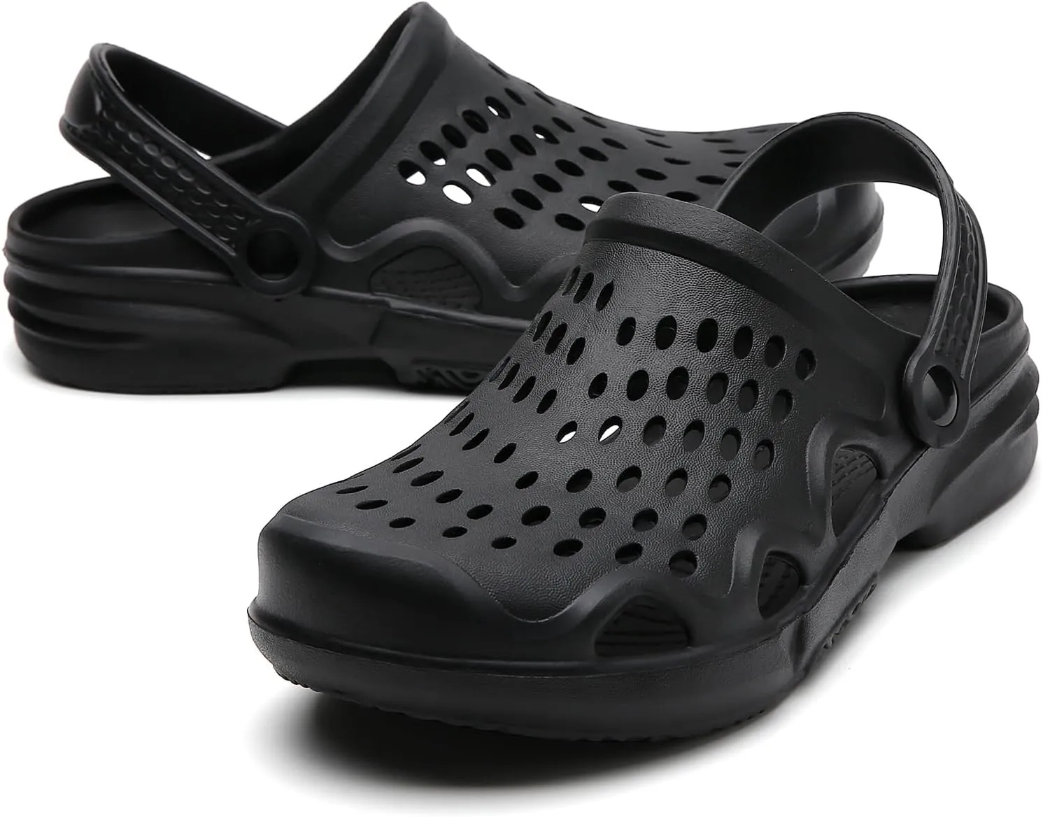 Eliogn Men Clogs,Adult Clogs Comfortable Lightweight Non-Slip Garden Shoes with Adjustable Strap Indoor Outdoor Mules Shower Summer Sandals Slippers