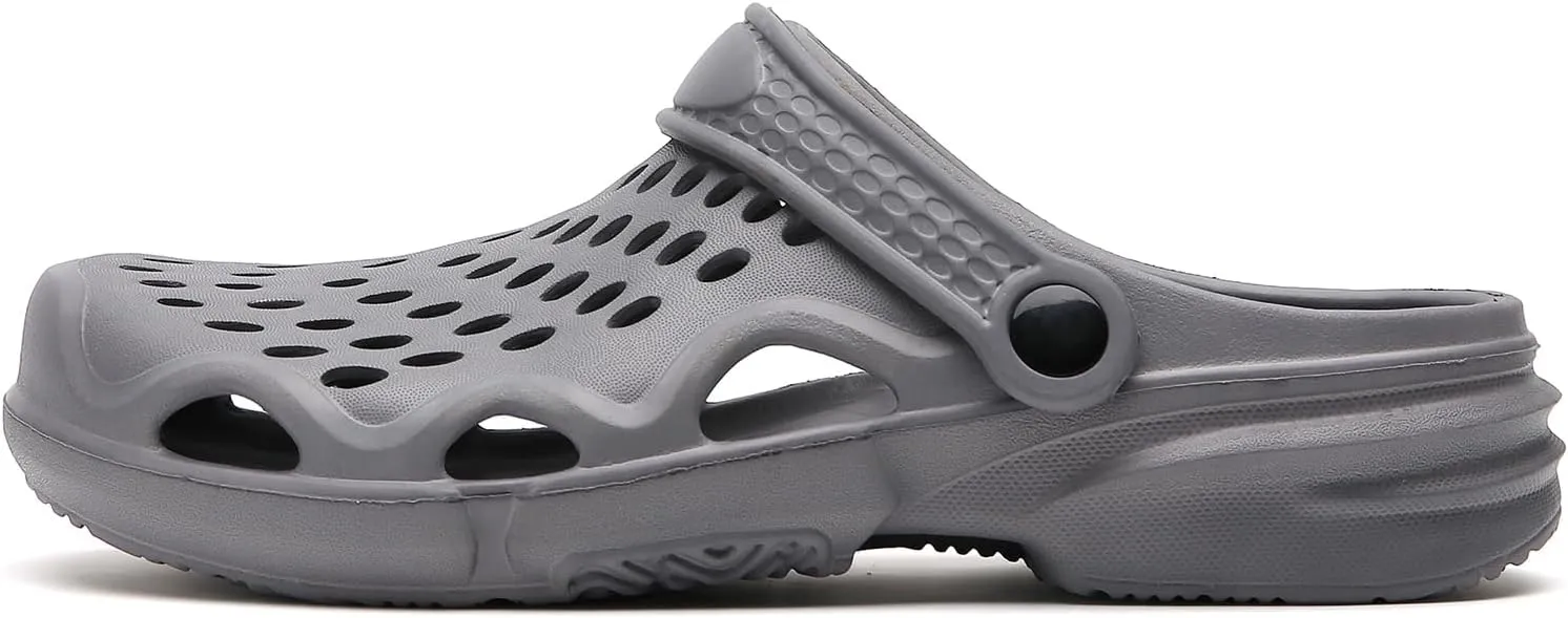 Eliogn Men Clogs,Adult Clogs Comfortable Lightweight Non-Slip Garden Shoes with Adjustable Strap Indoor Outdoor Mules Shower Summer Sandals Slippers