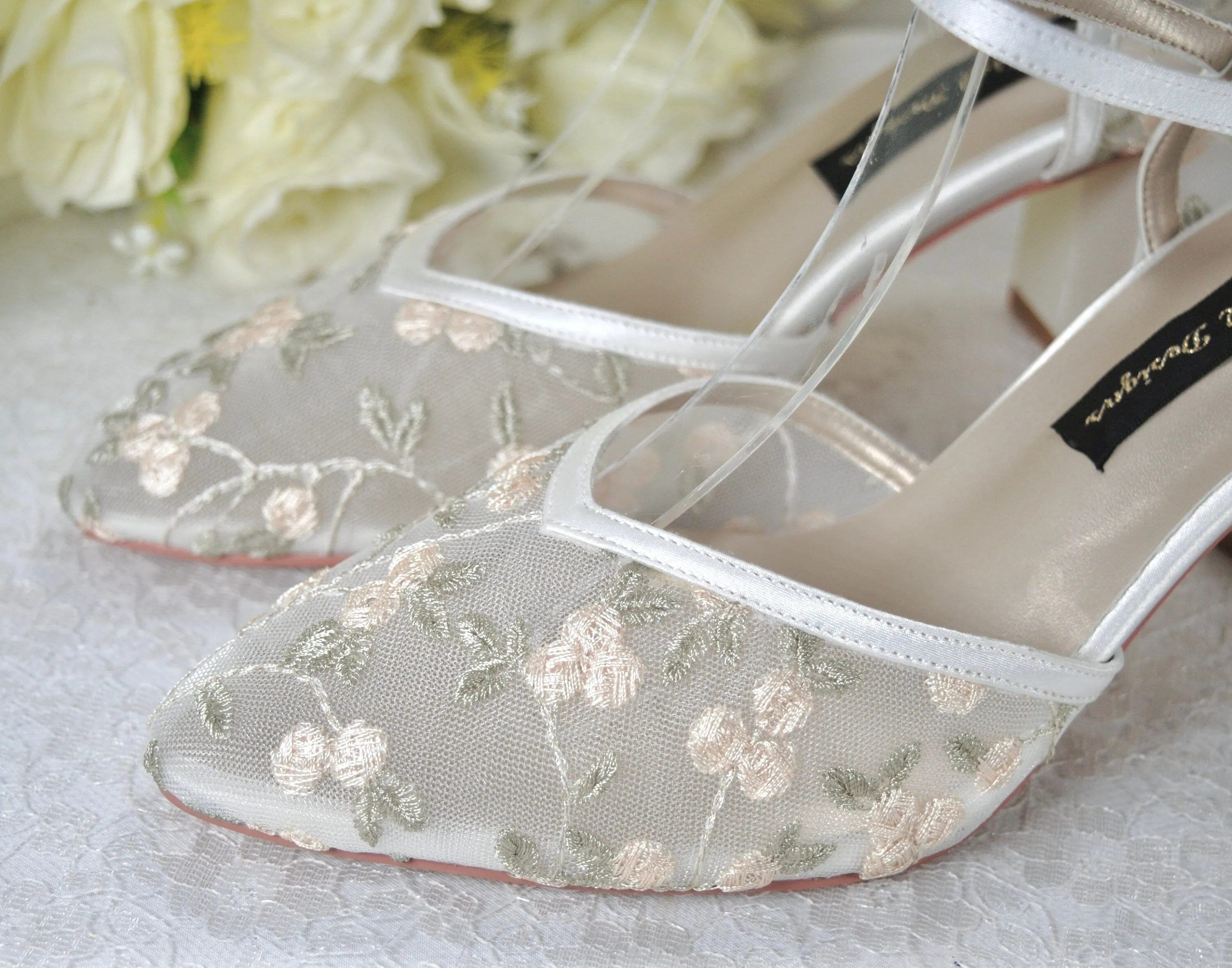 Embroidered Floral Bridal Sandals UK5/US7.5