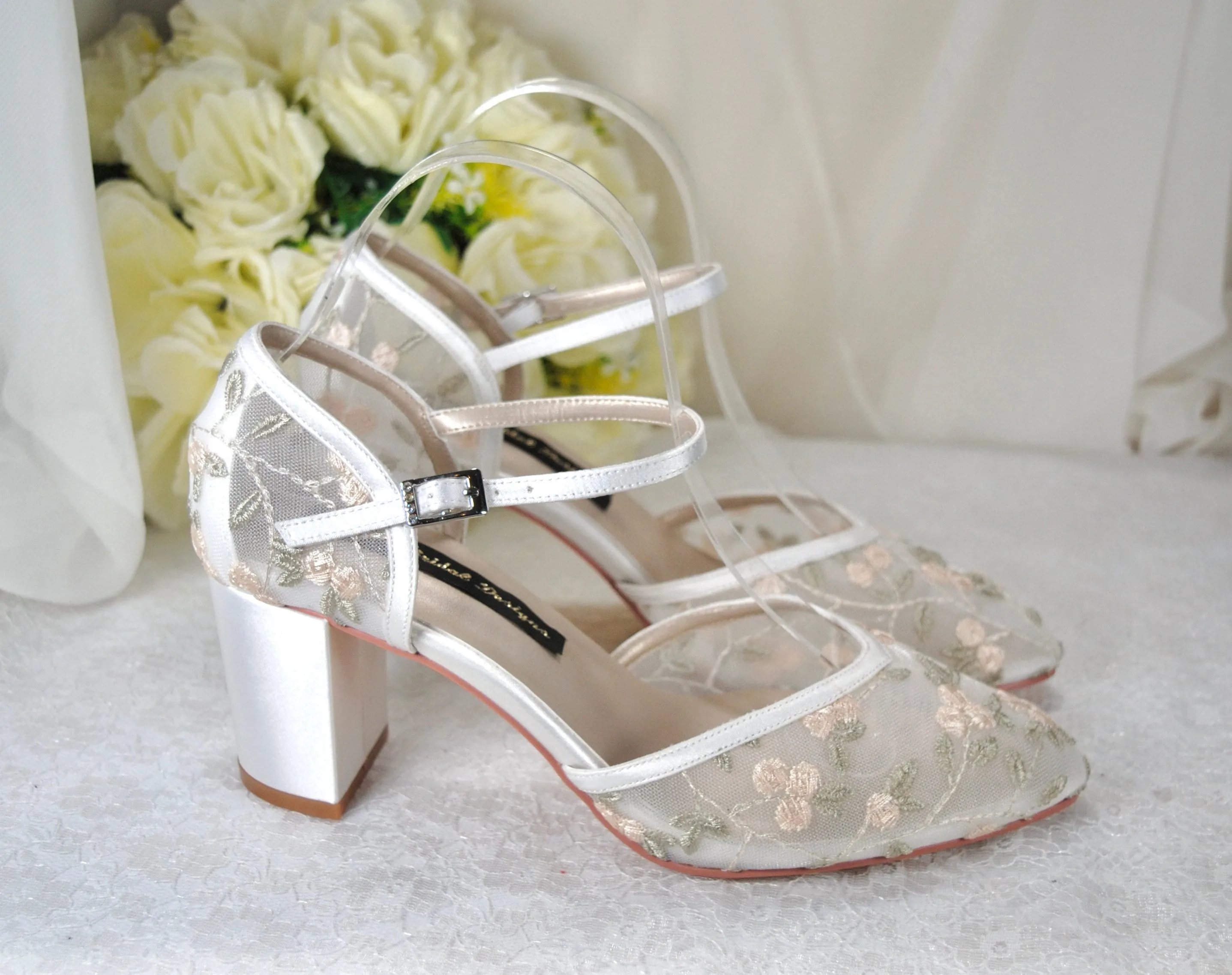 Embroidered Floral Bridal Sandals UK5/US7.5