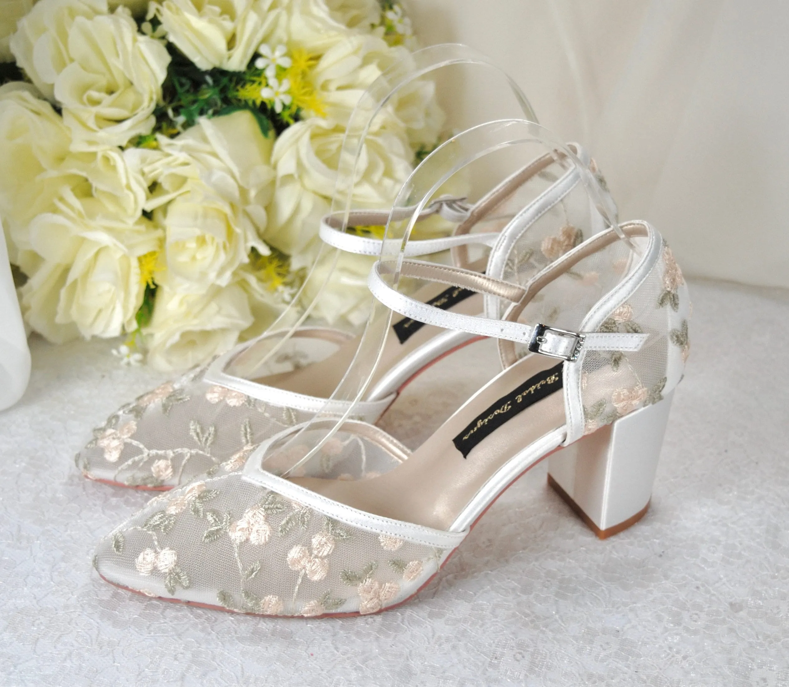 Embroidered Floral Bridal Sandals UK5/US7.5
