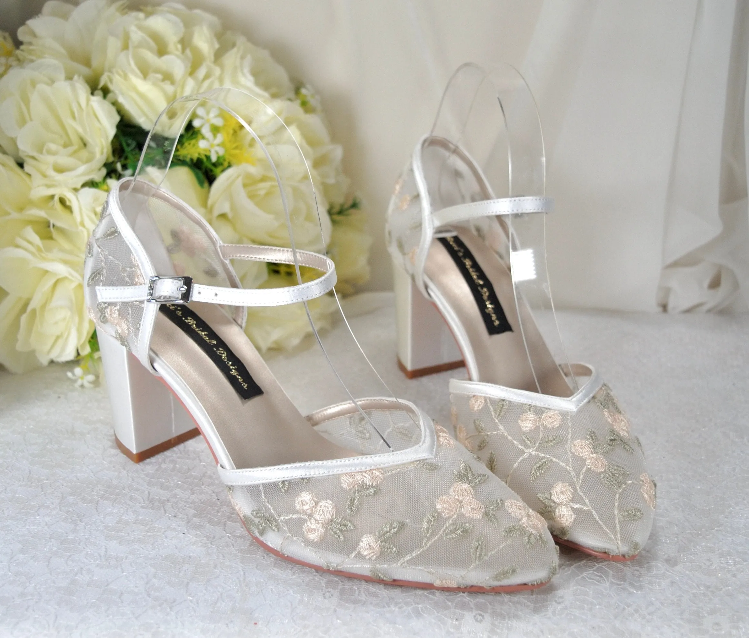 Embroidered Floral Bridal Sandals UK5/US7.5