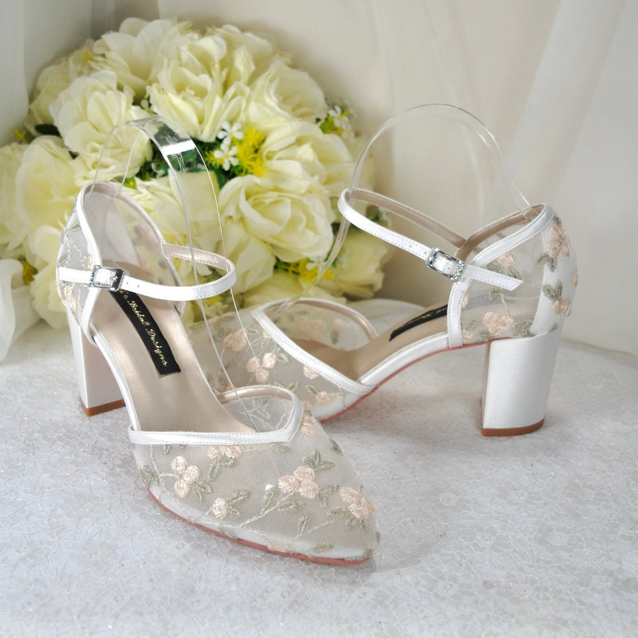 Embroidered Floral Bridal Sandals UK5/US7.5