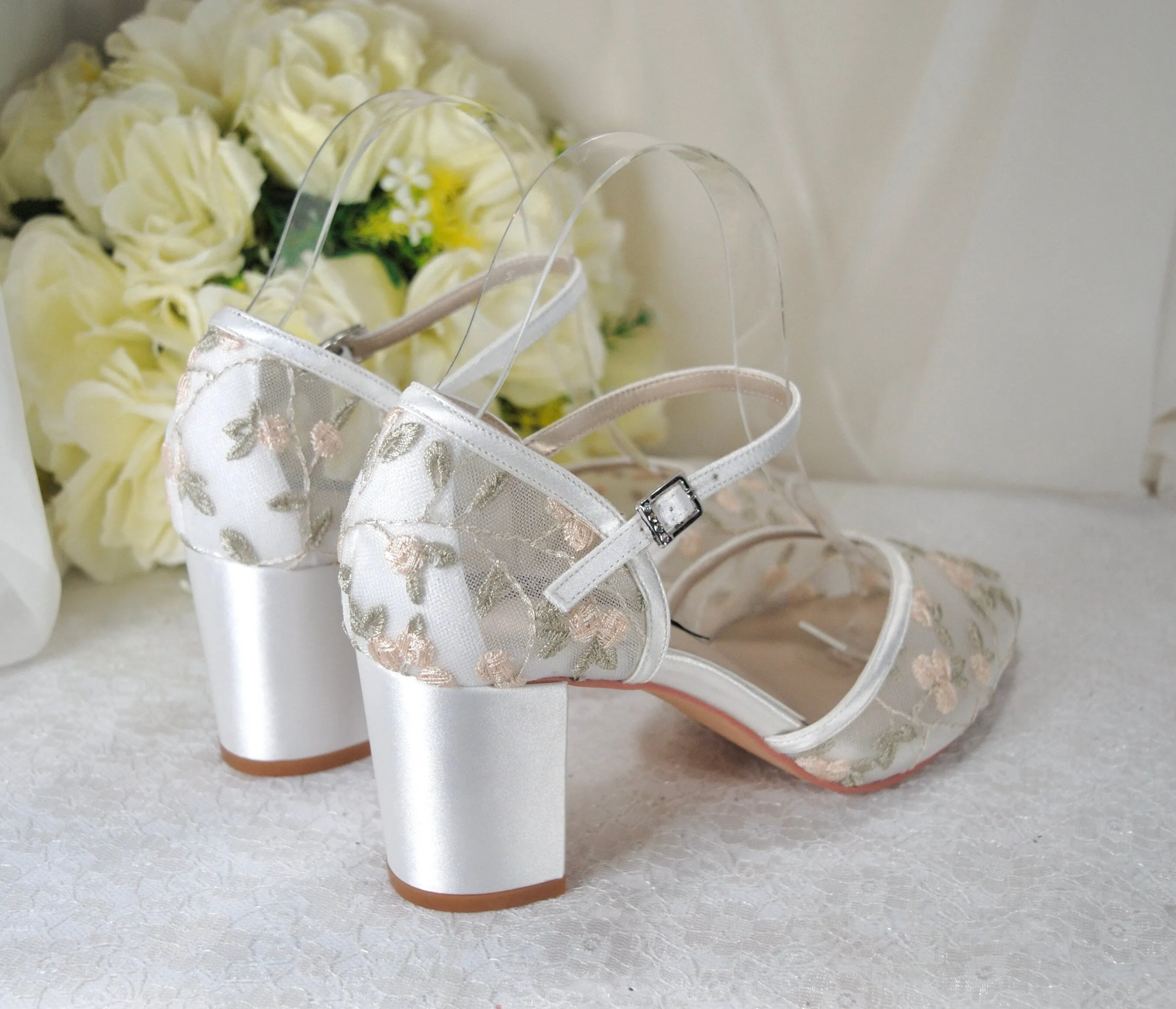 Embroidered Floral Bridal Sandals UK5/US7.5