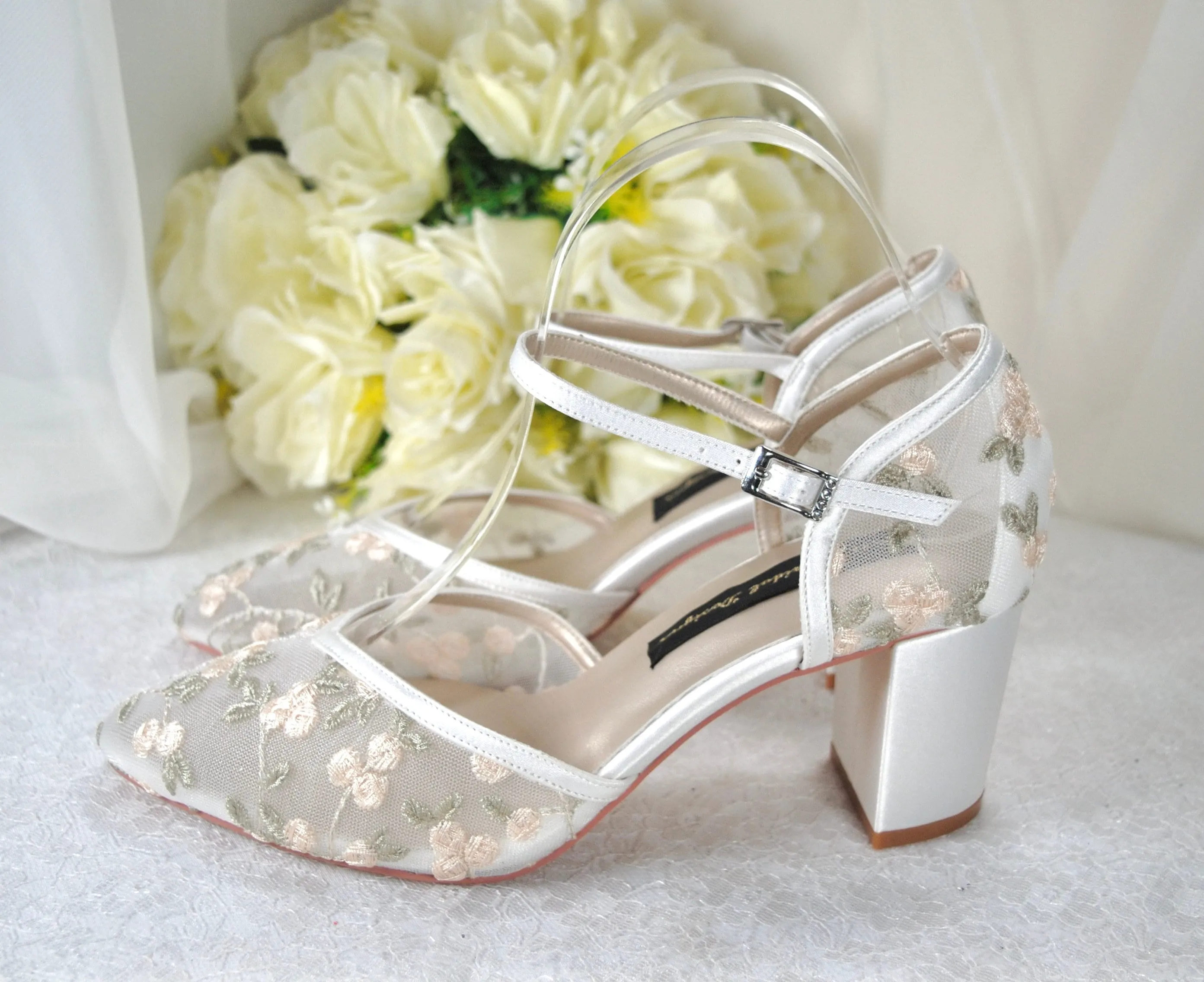 Embroidered Floral Bridal Sandals UK5/US7.5