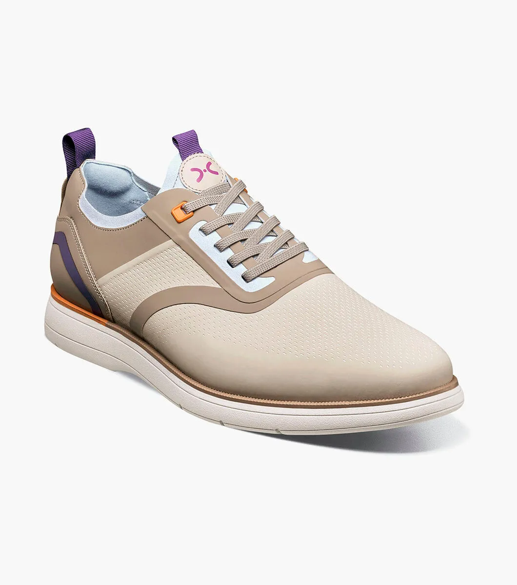 Dynamic silhouette Everidge Plain Toe Elastic Lace Up-Cream Multi | Stacy Adams