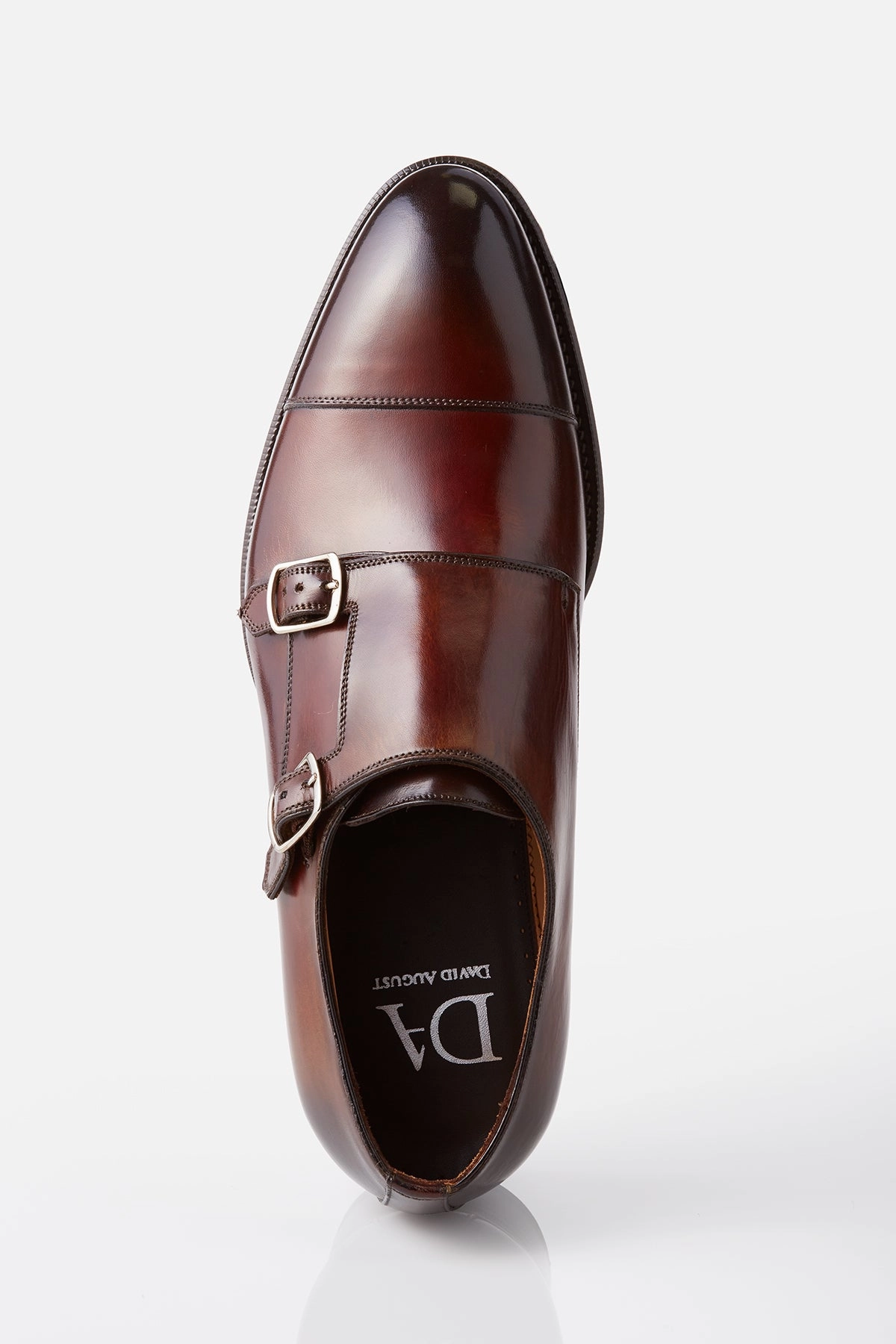 David August Leather Cap Toe Double Monk-strap Shoes in Whiskey Brown Cool Comfort Freedom Walk
