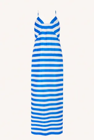 Faith Dress In Blue Stripe Twill