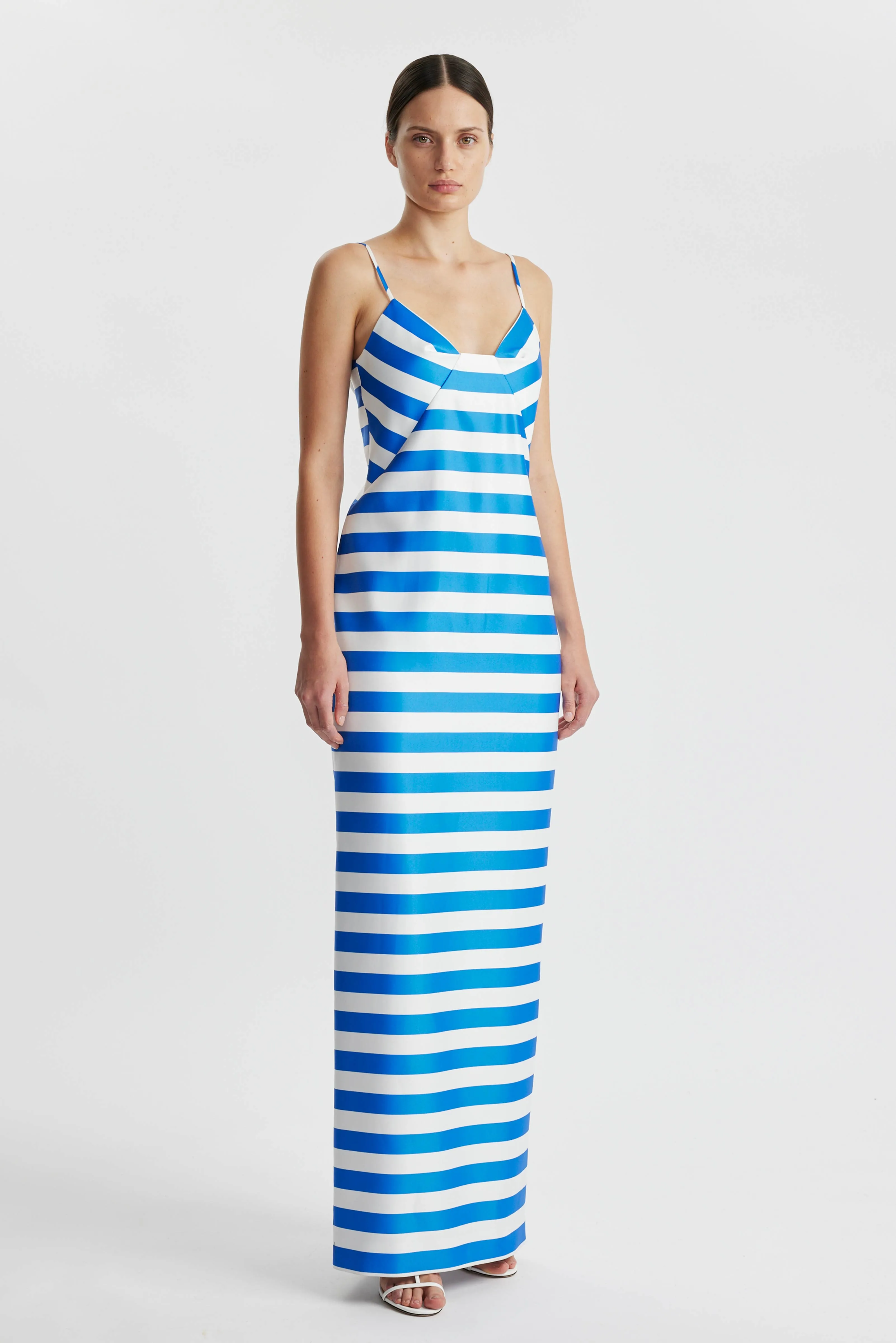 Faith Dress In Blue Stripe Twill