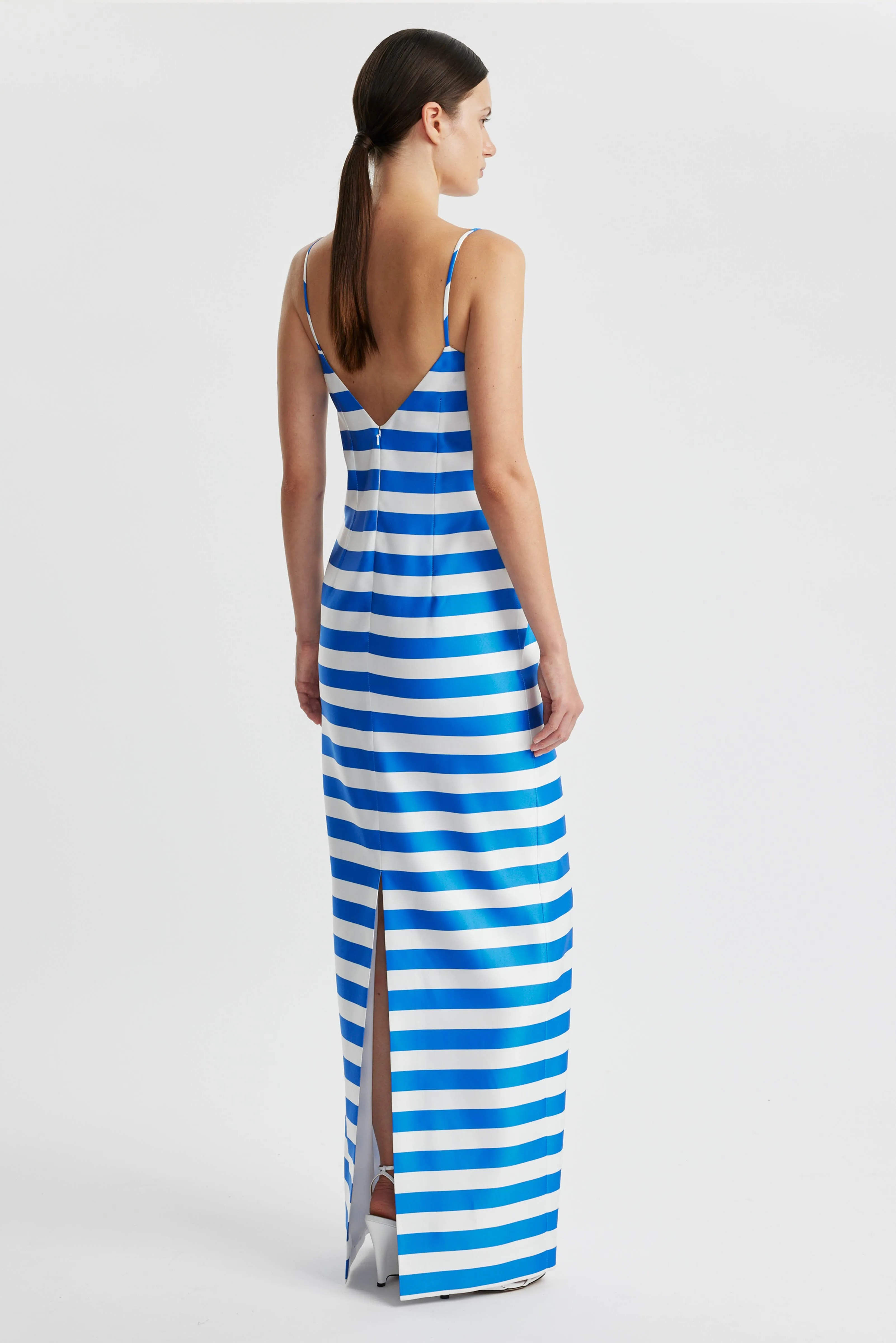 Faith Dress In Blue Stripe Twill