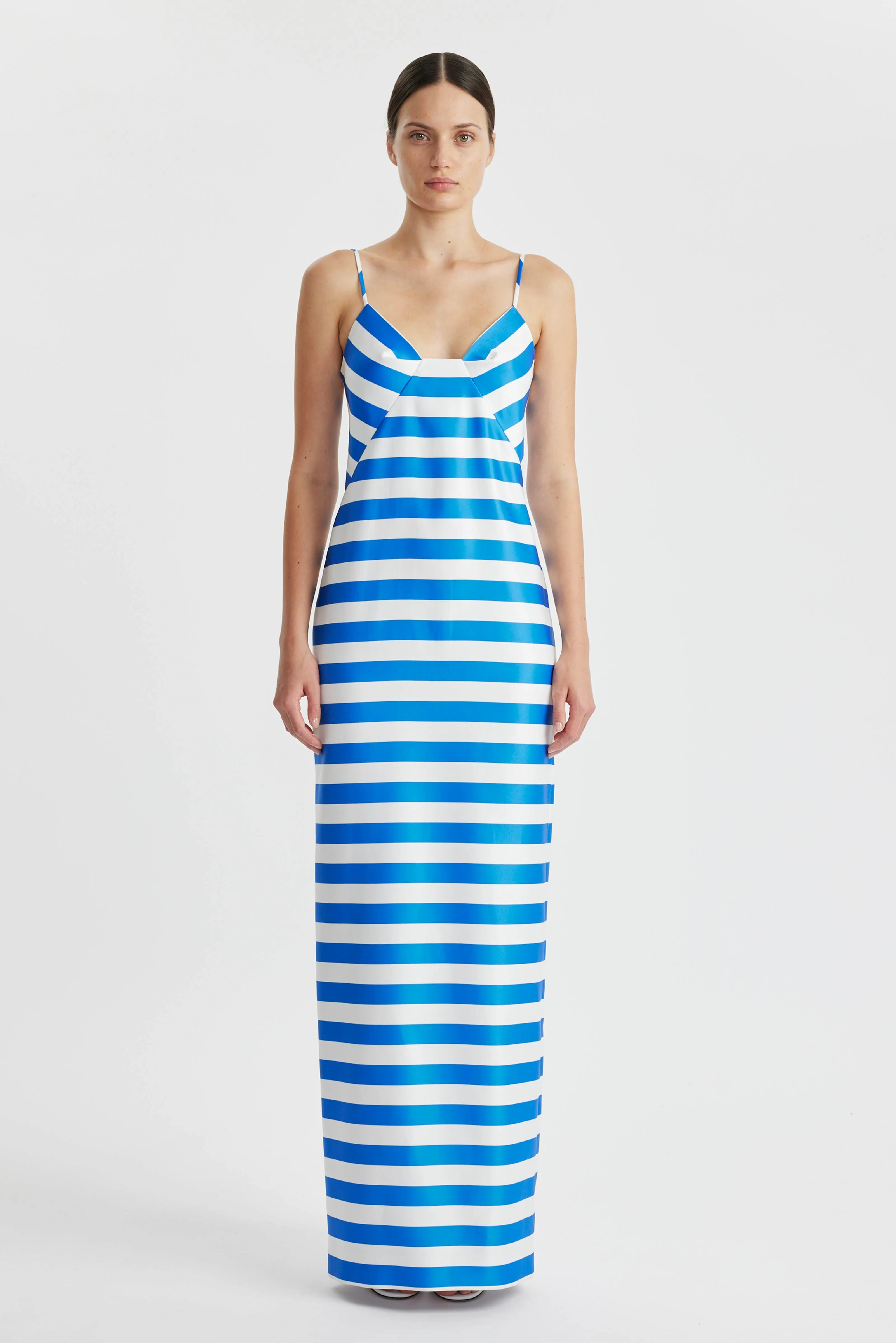 Faith Dress In Blue Stripe Twill