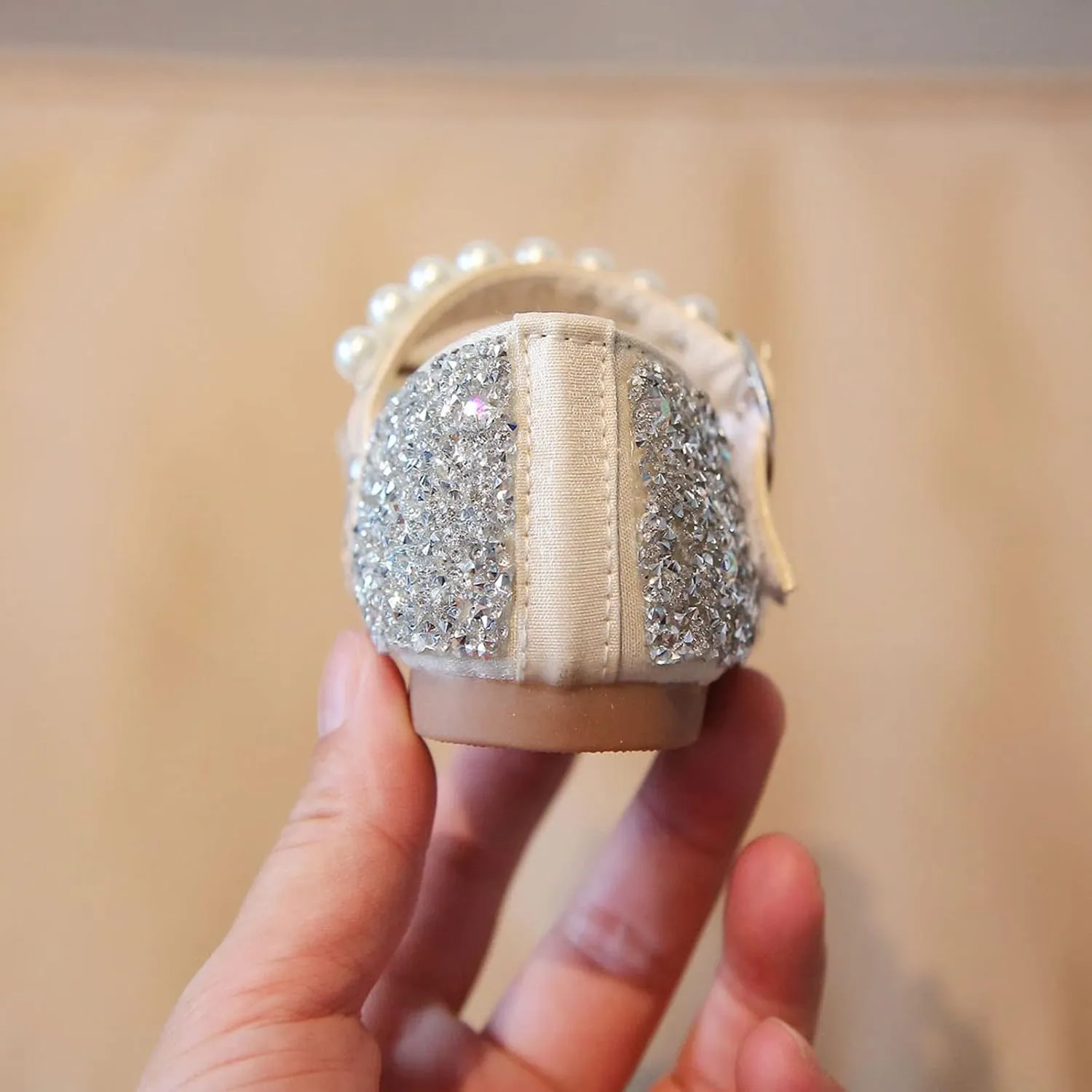 Fashion Autumn Girls Casual Shoes Rhinestone Sequin Bow Buckle Dress Shoes Dance Shoes Cute Shoes (Silver, 5.5-6 Years)