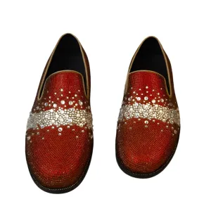 Fashion Men’s Rhinestone Loafers – Luxury Italian Leather Slip-Ons, Designer Crystal Dress Shoes