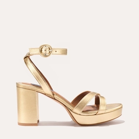 Fashion-Forward Walk The Platform Sandal - Gold Nappa Non Slip Tread Geometry The Platform Sandal - Gold Nappa