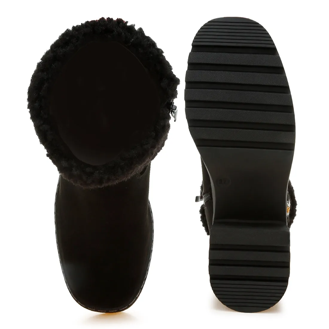Faux Fur & Embroidery Detail Boots