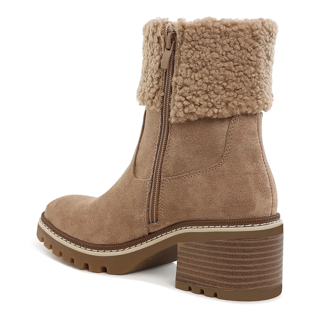 Faux Fur & Embroidery Detail Boots