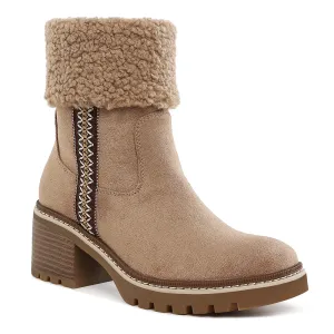 Faux Fur & Embroidery Detail Boots