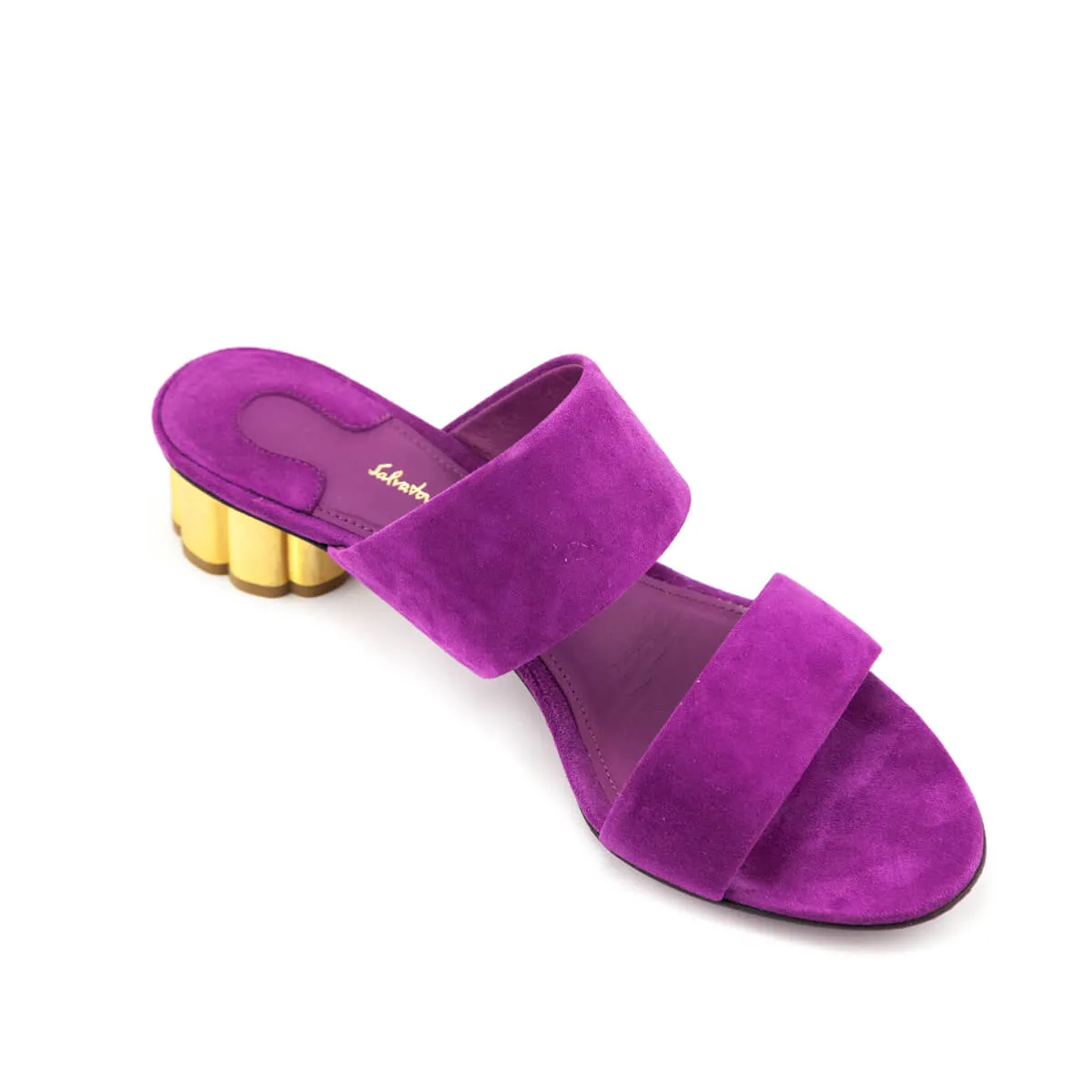 Ferragamo Purple Suede Slide Sandals Size US 8 | EU 38