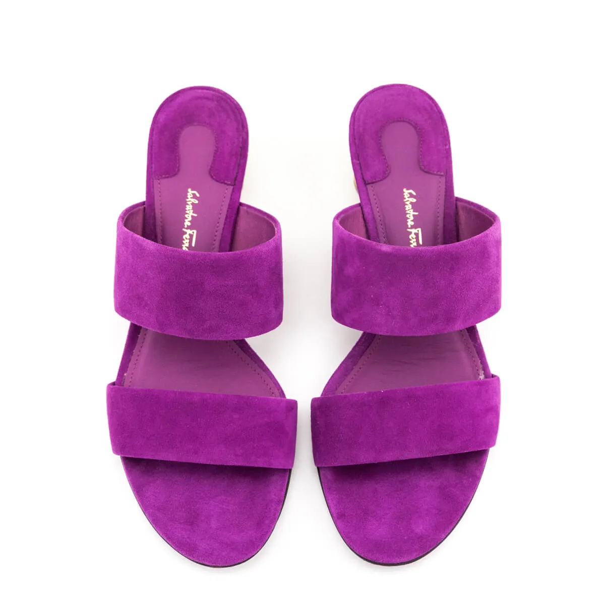 Ferragamo Purple Suede Slide Sandals Size US 8 | EU 38