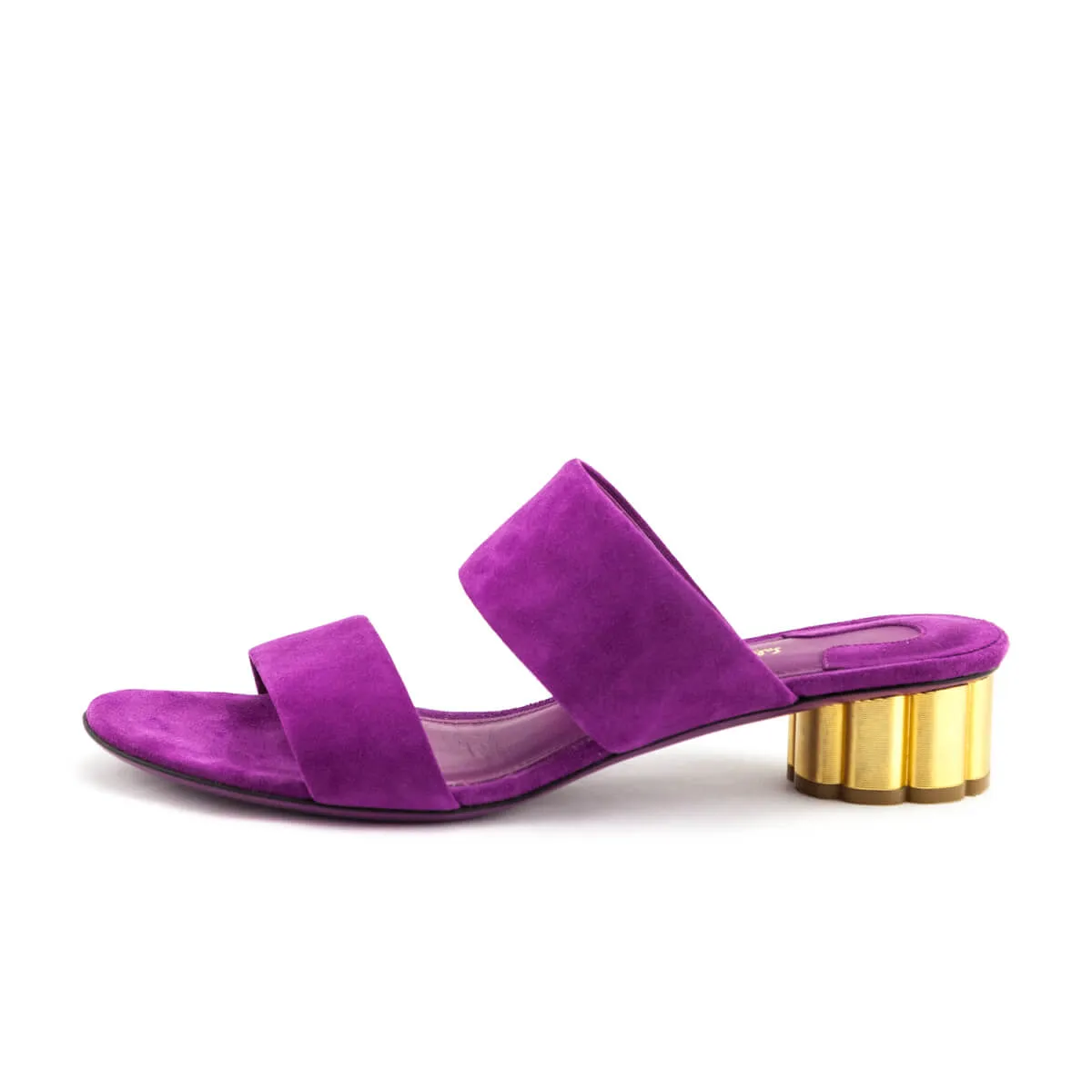 Ferragamo Purple Suede Slide Sandals Size US 8 | EU 38