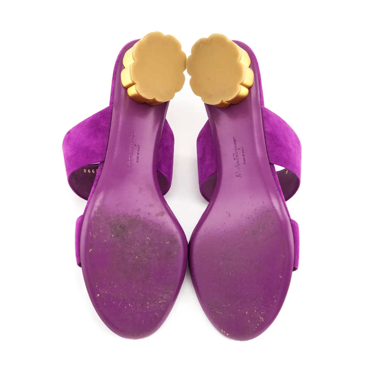 Ferragamo Purple Suede Slide Sandals Size US 8 | EU 38