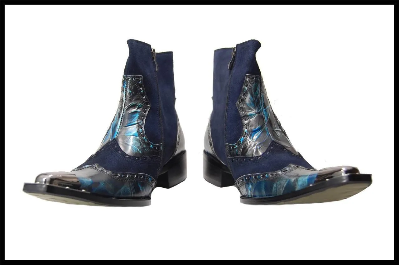 Fiesso Zip Up Marble Leather Dress Boots
