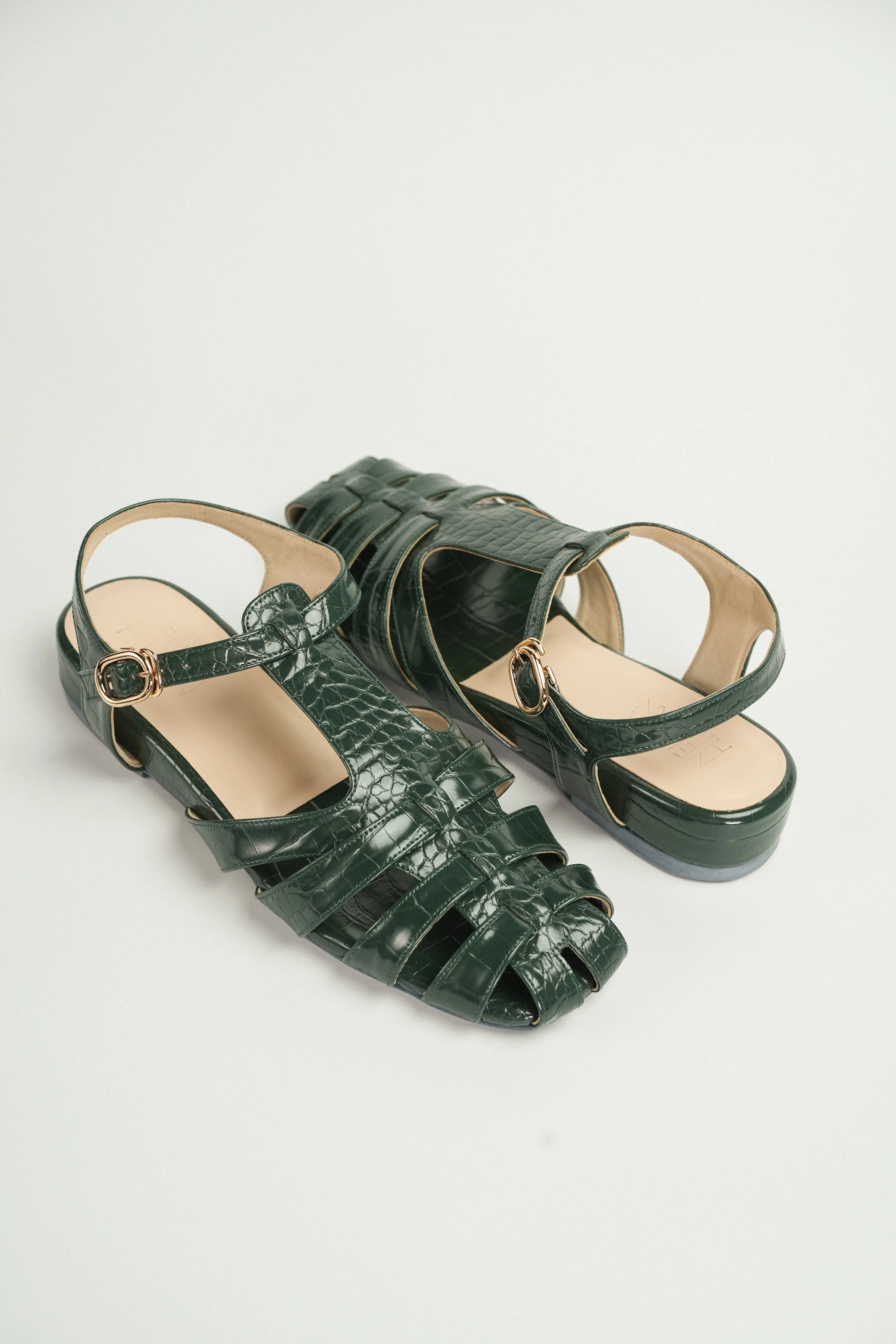 Fisherman Cage Sandals (Green Croc)