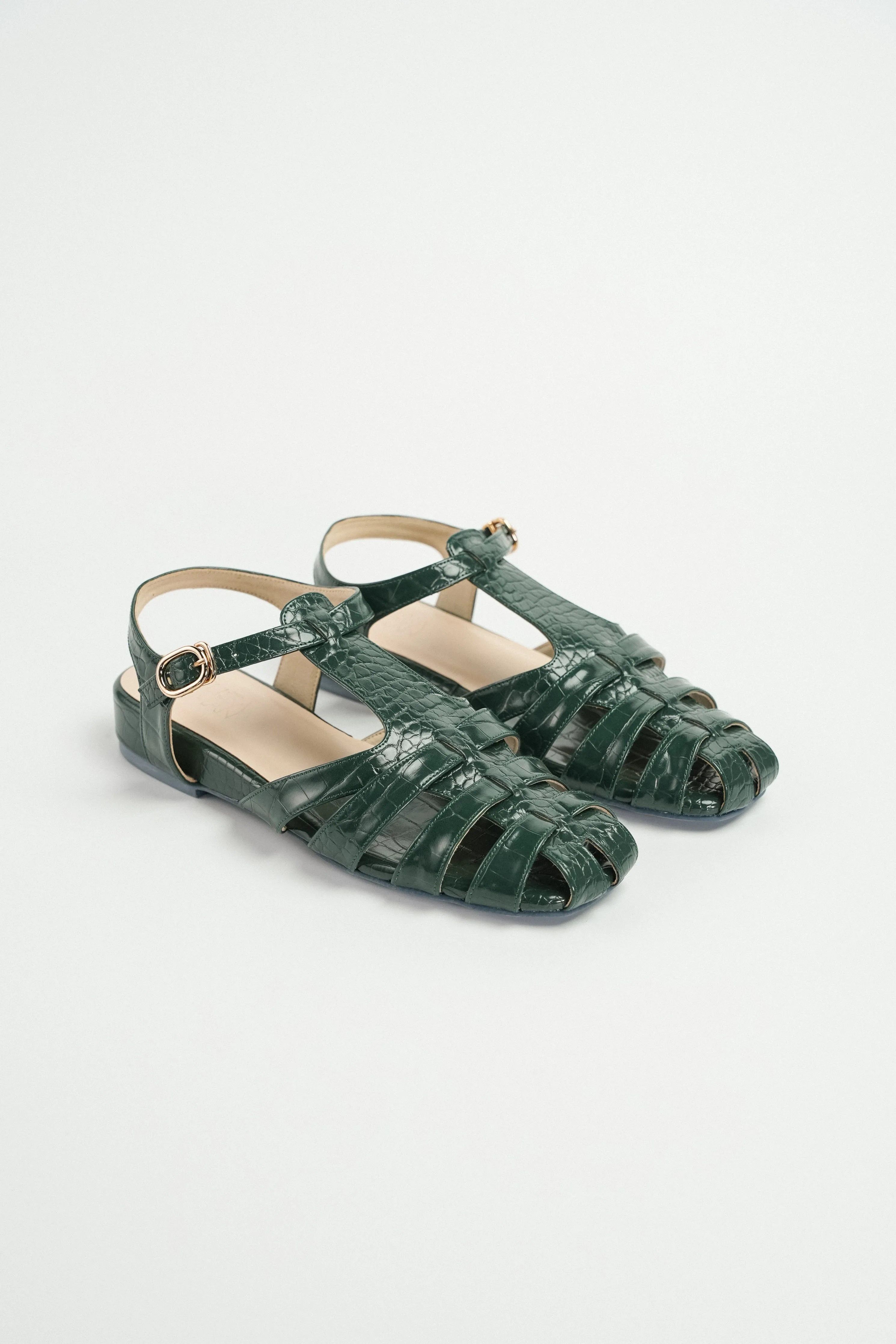 Fisherman Cage Sandals (Green Croc)