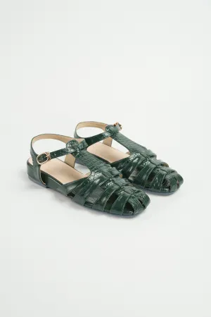 Fisherman Cage Sandals (Green Croc)