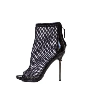 Fishnet Peep Toe Heels