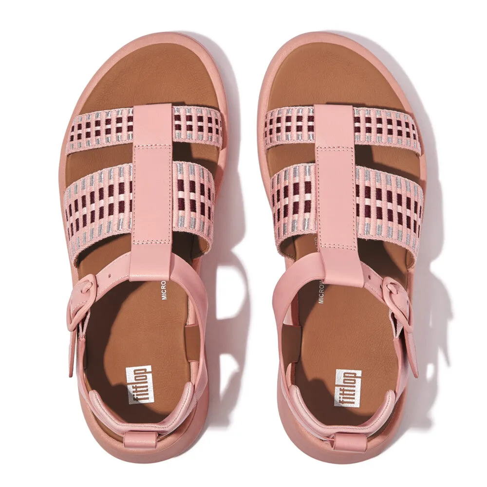 Fitflop F-Mode Leather/Webbing Flatform Fisherman Blush Sandals