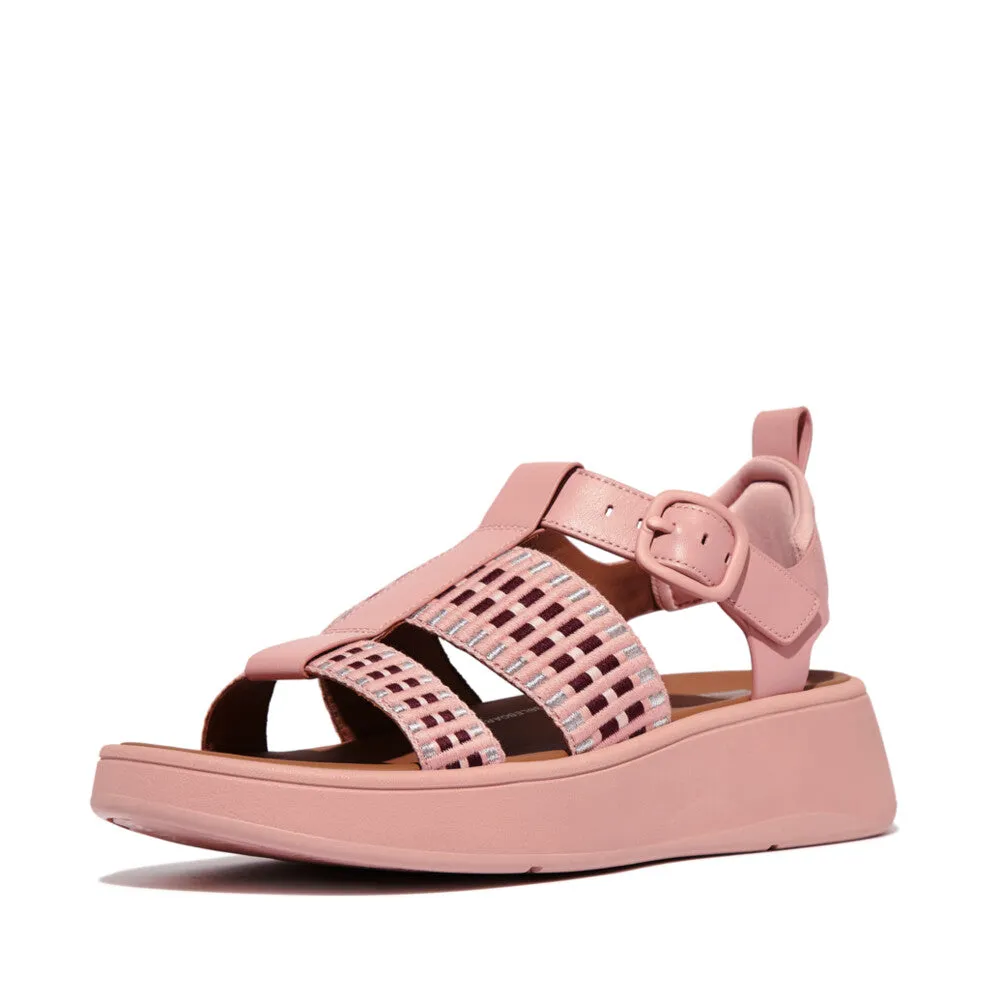 Fitflop F-Mode Leather/Webbing Flatform Fisherman Blush Sandals